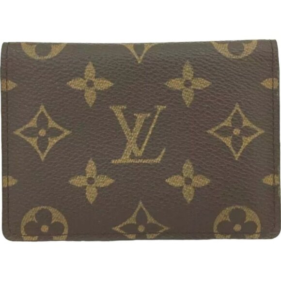 439178AE Louis Vuitton Wallet Card Case Porte 2 Vertical Pass Brown Monogram - Picture 1 of 9